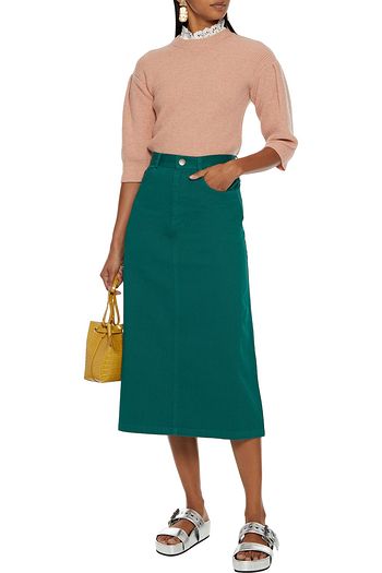 SEA Madene broderie anglaise-trimmed ribbed wool sweater