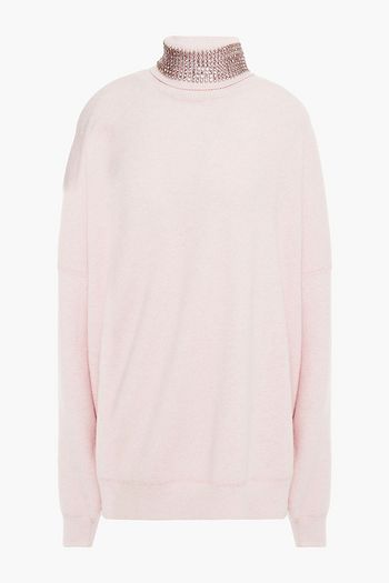 ALEXANDER WANG Embellished ribbed wool-blend turtleneck sweater