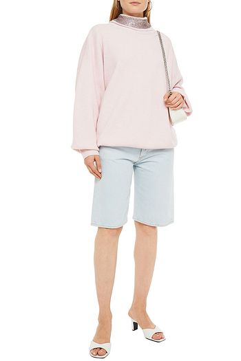 ALEXANDER WANG Embellished ribbed wool-blend turtleneck sweater