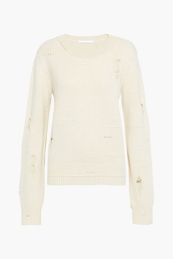 HELMUT LANG Distressed wool, yak and cashmere-blend sweater