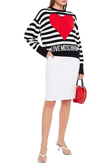 LOVE MOSCHINO Embellished denim pencil skirt