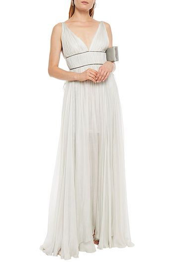 MARIA LUCIA HOHAN Sage embellished plissé silk-tulle gown