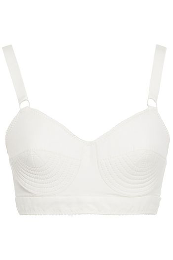 STELLA MCCARTNEY Bustier aus Twill mit Picot-Besätzen und Stickereien