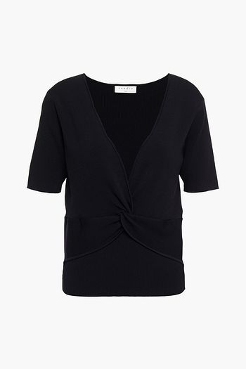 SANDRO Twist-front ribbed jersey top