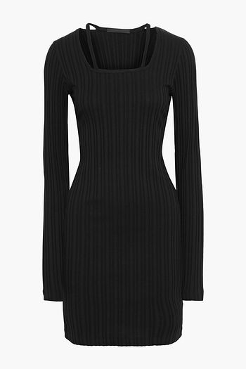 HELMUT LANG Cutout ribbed cotton-jersey mini dress