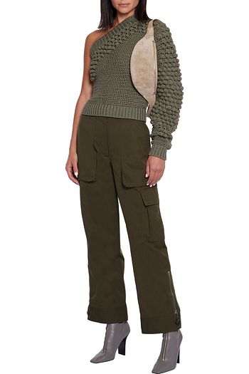 HELMUT LANG One-shoulder metallic textured-knit sweater