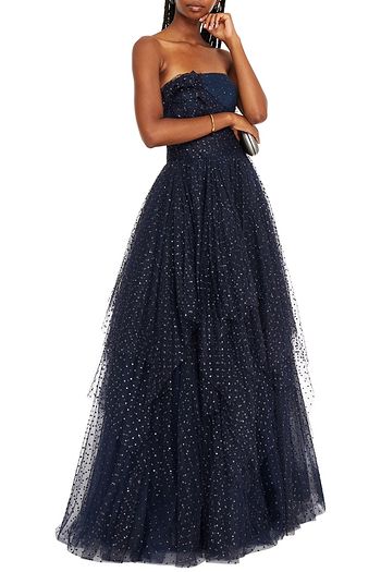 JENNY PACKHAM Strapless layered gathered embellished tulle gown