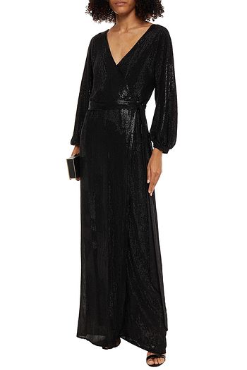 MARIA LUCIA HOHAN Sabrina sequined silk-blend crepe de chine wrap gown