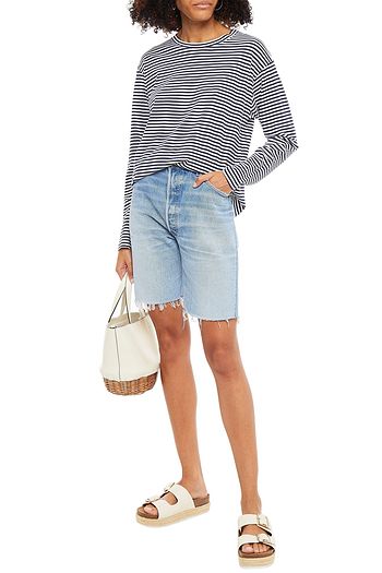 STATESIDE Striped cotton-jersey top