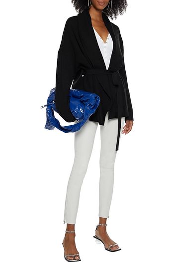 HELMUT LANG Belted ribbed-knit cardigan
