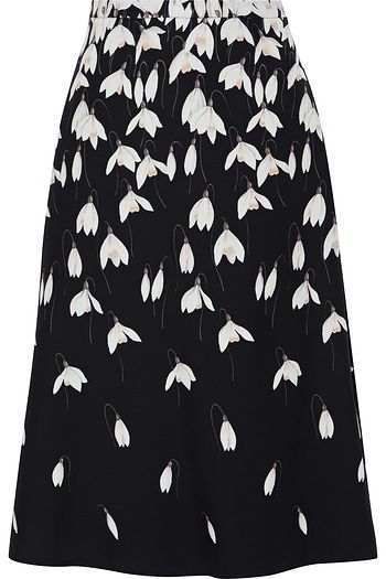 VALENTINO Floral-print crepe midi skirt