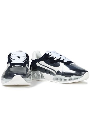 ALEXANDER WANG PVC-paneled suede and mesh sneakers