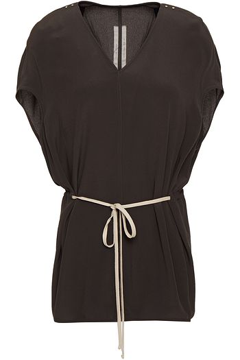 RICK OWENS Belted crepe de chine top
