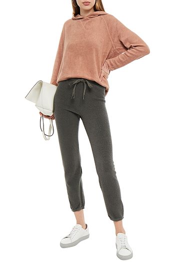STATESIDE Cropped modal and cotton-blend fleece track pants