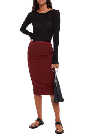 RICK OWENS Pillar cotton-blend crepe midi skirt