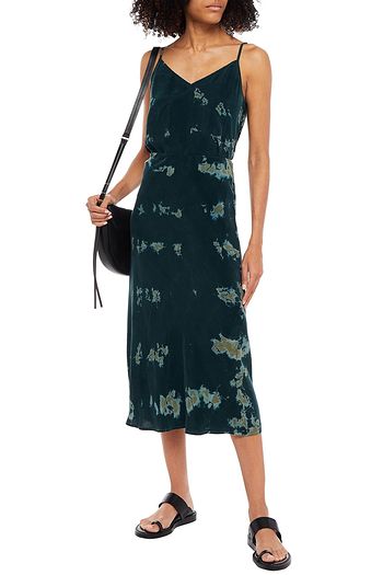 STATESIDE Tie-dyed washed-cupro midi skirt