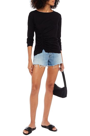 STATESIDE Ruched slub Supima cotton-jersey top