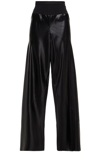 RICK OWENS Ribbed knit-paneled satin wide-leg pants