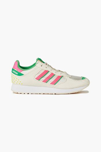 ADIDAS ORIGINALS Striped faux suede and mesh sneakers