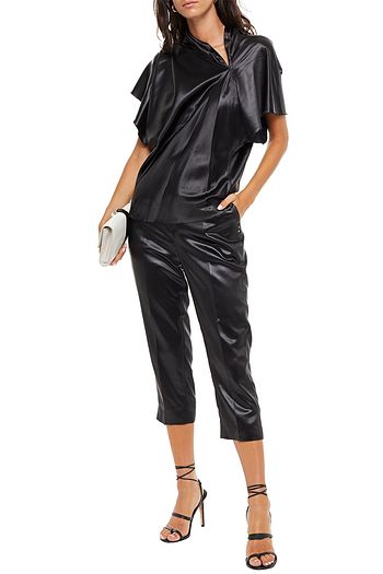 RICK OWENS Asymmetric draped satin top