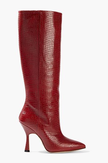 STUART WEITZMAN Parton croc-effect leather knee boots