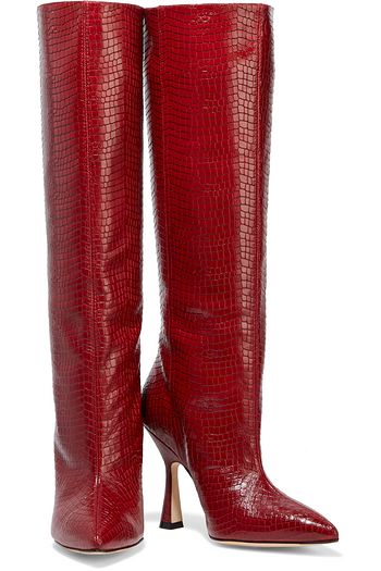 STUART WEITZMAN Parton croc-effect leather knee boots