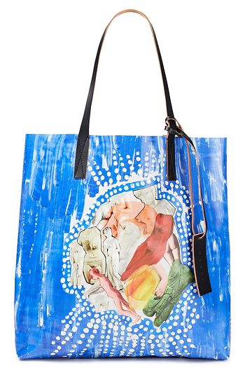 MARNI Leather-trimmed printed coated-PVC tote