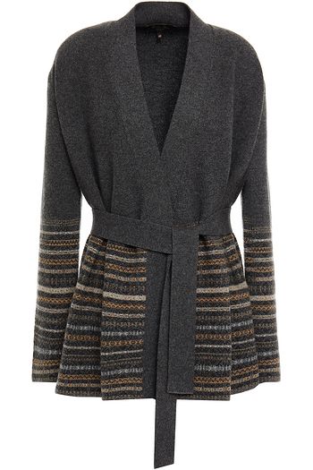 LORO PIANA Cardigan aus Jacquard-Strick aus Kaschmir mit Gürtel