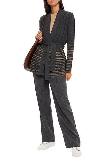 LORO PIANA Cardigan aus Jacquard-Strick aus Kaschmir mit Gürtel