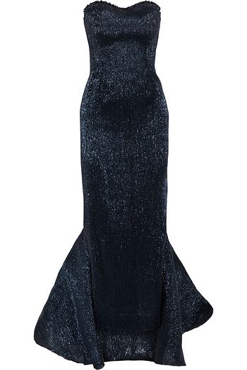 MARIA LUCIA HOHAN Nura strapless plissé-Lurex gown