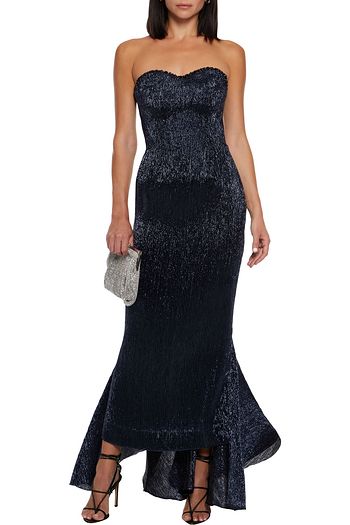 MARIA LUCIA HOHAN Nura strapless plissé-Lurex gown