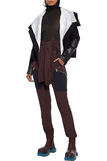 RICK OWENS Jumbo satin-paneled cotton and wool-blend felt biker jacket