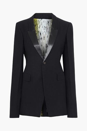 RICK OWENS 60CM satin-trimmed wool-blend crepe blazer