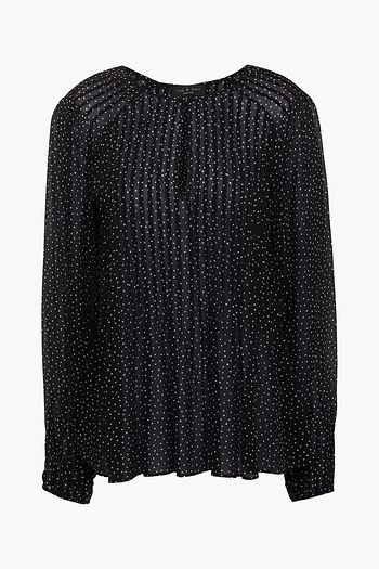 RAG & BONE Pintucked polka-dot crepe de chine blouse