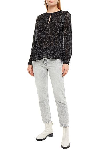 RAG & BONE Pintucked polka-dot crepe de chine blouse