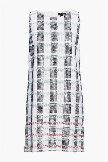 ST. JOHN Metallic cotton-blend tweed mini dress