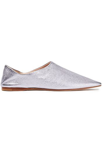 ACNE STUDIOS Metallic textured-leather collapsible-heel slippers