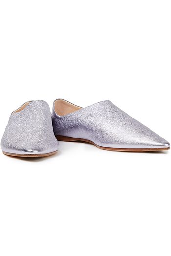 ACNE STUDIOS Metallic textured-leather collapsible-heel slippers