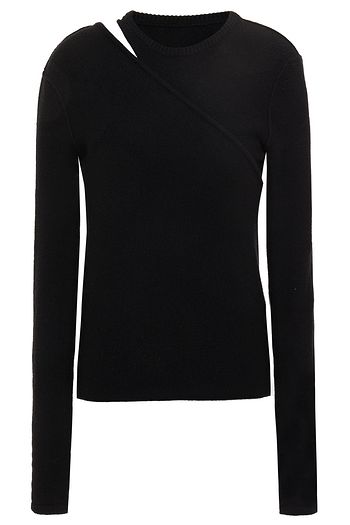 RICK OWENS Banana Ziggy cutout layered cashmere and wool-blend sweater