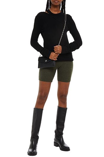 RICK OWENS Banana Ziggy cutout layered cashmere and wool-blend sweater
