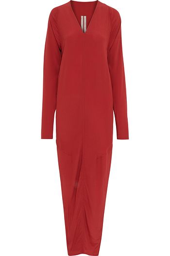 RICK OWENS V crepe de chine maxi dress