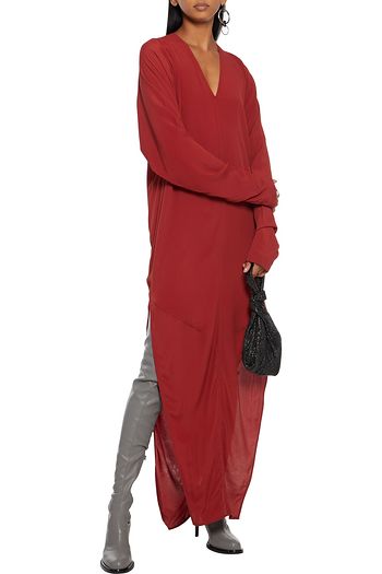 RICK OWENS V crepe de chine maxi dress