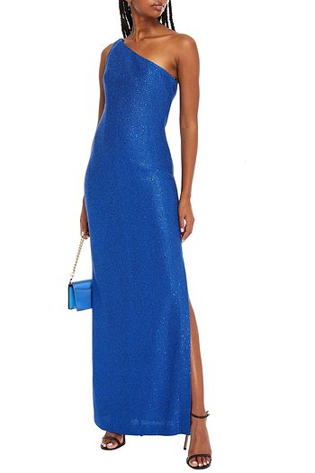 ST. JOHN One-shoulder sequined knitted gown