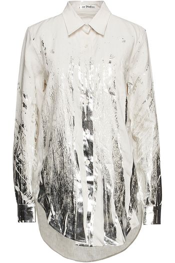ACNE STUDIOS Plissiertes Hemd aus Leinen mit Metallic-Effekt