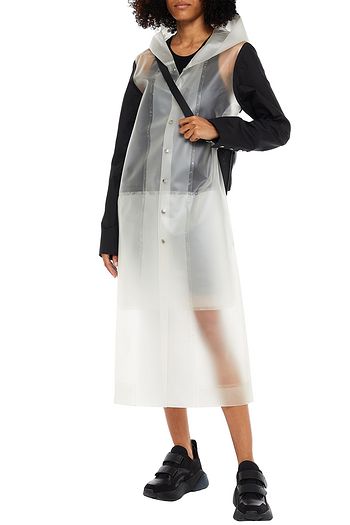 RICK OWENS Two-tone PU hooded raincoat