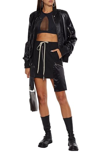 RICK OWENS Performa satin-paneled cotton-blend mini skirt