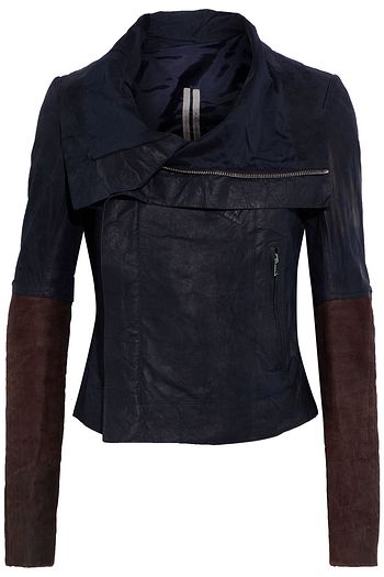 RICK OWENS Larry two-tone distressed leather biker jacket