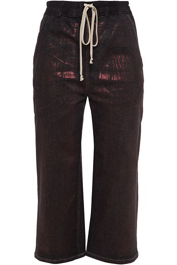 DRKSHDW BY RICK OWENS Cropped metallic high-rise straight-leg jeans