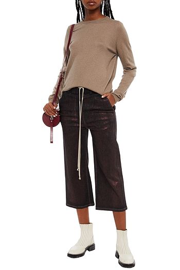DRKSHDW BY RICK OWENS Cropped metallic high-rise straight-leg jeans