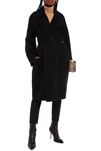 RICK OWENS Drella double-breasted belted cotton and wool-blend coat